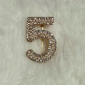 Rhinestone Number 5 Brooch